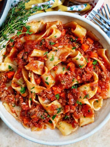 bowl of lamb ragu pappardelle.