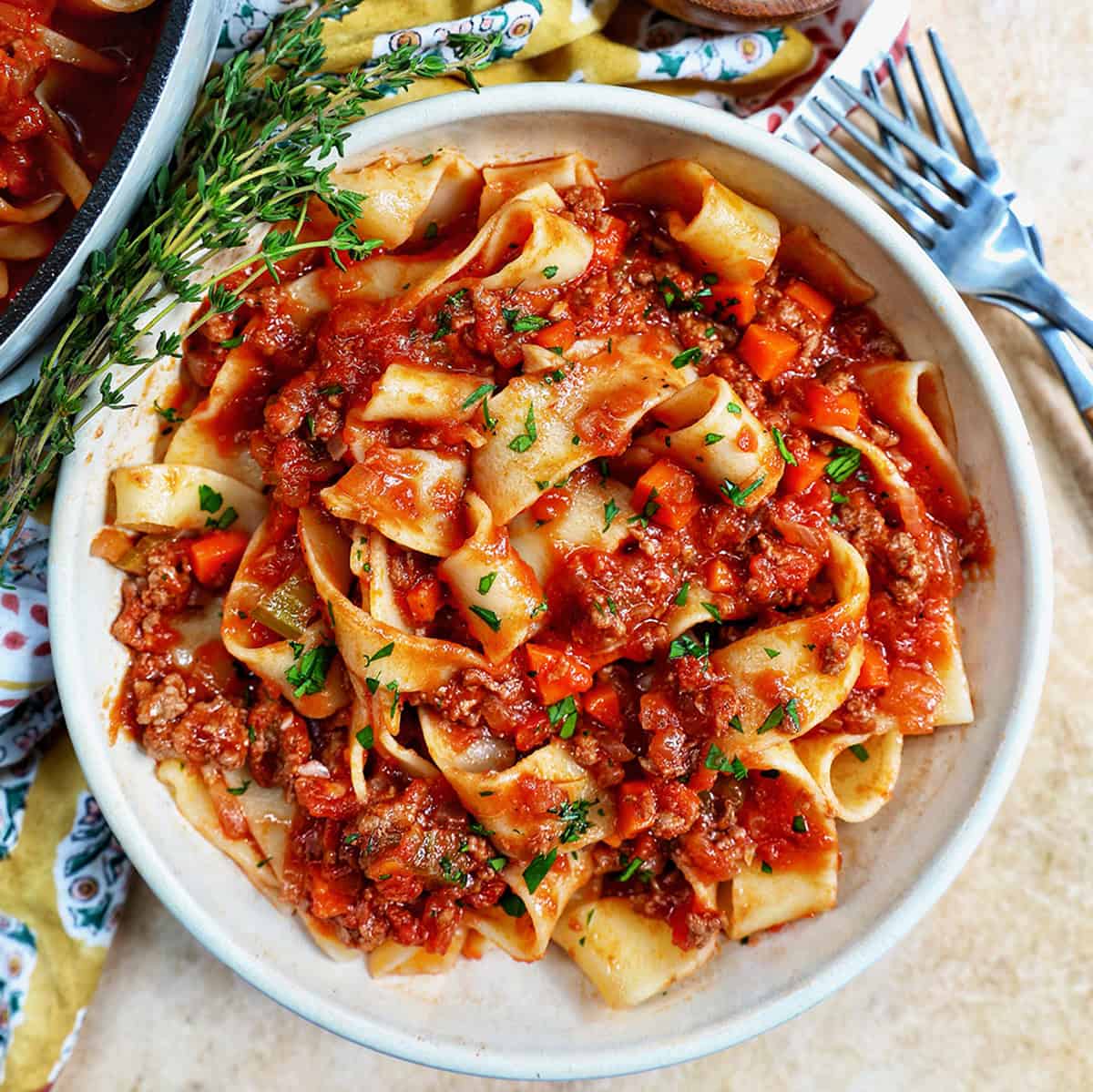 bowl of lamb ragu pappardelle.