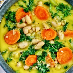 bowl of Tuscan kale and white bean soup