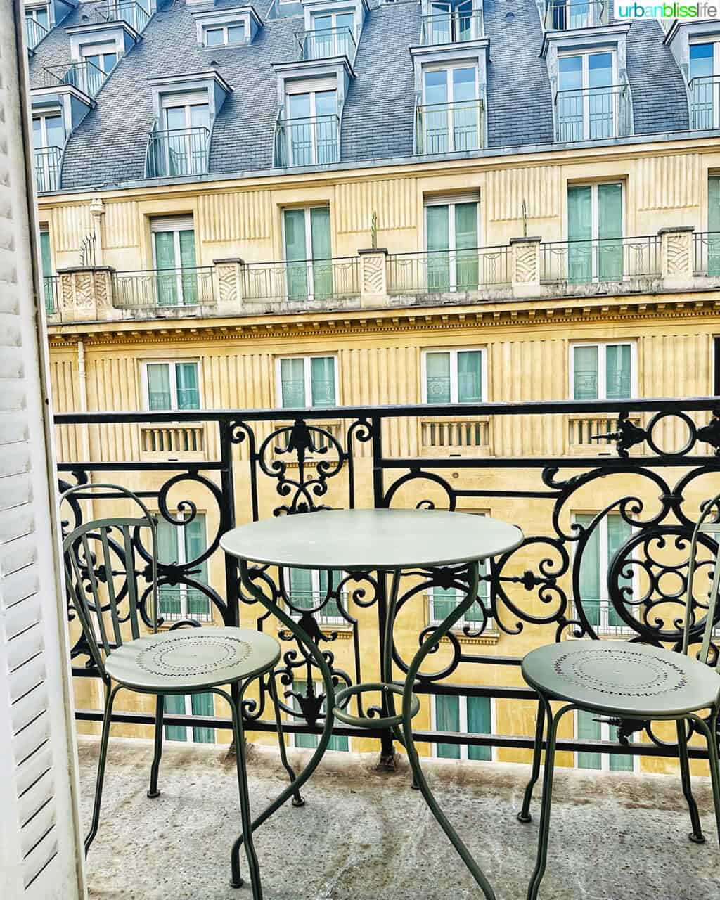 balcony in suite at hotel alfred sommier in paris