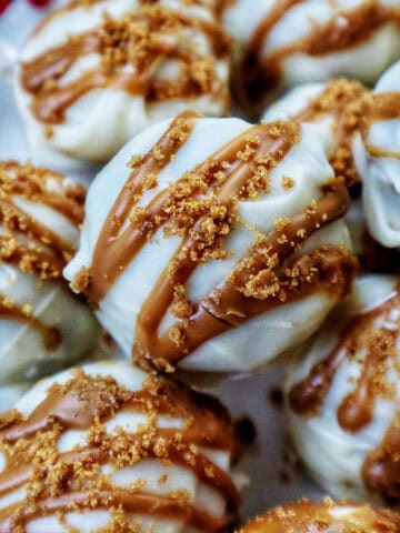 pile of Biscoff truffles on a plate