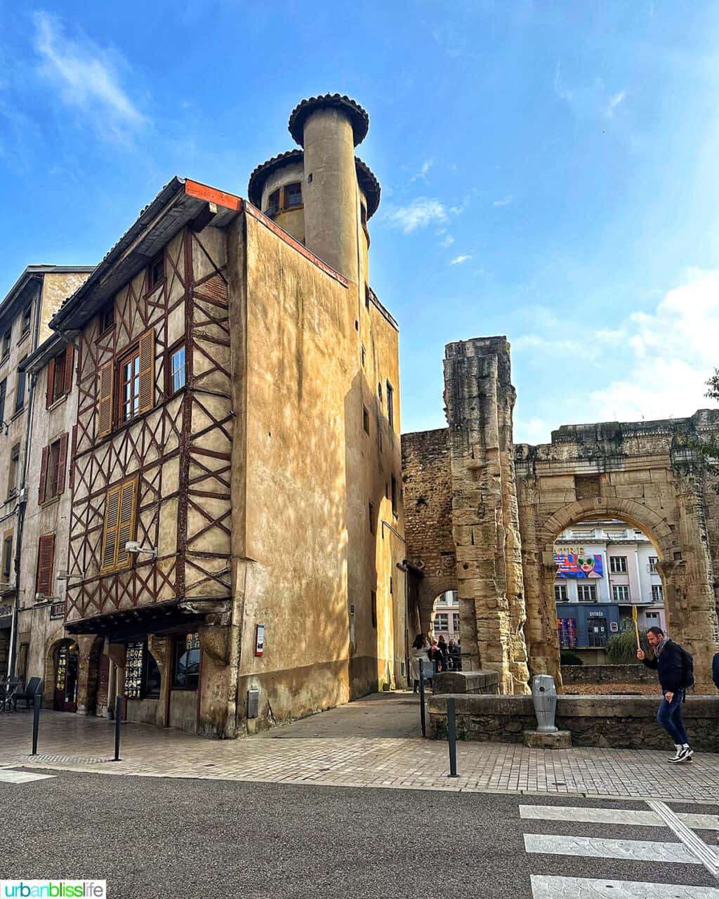 jardin de cybele in vienne, france with medieval house