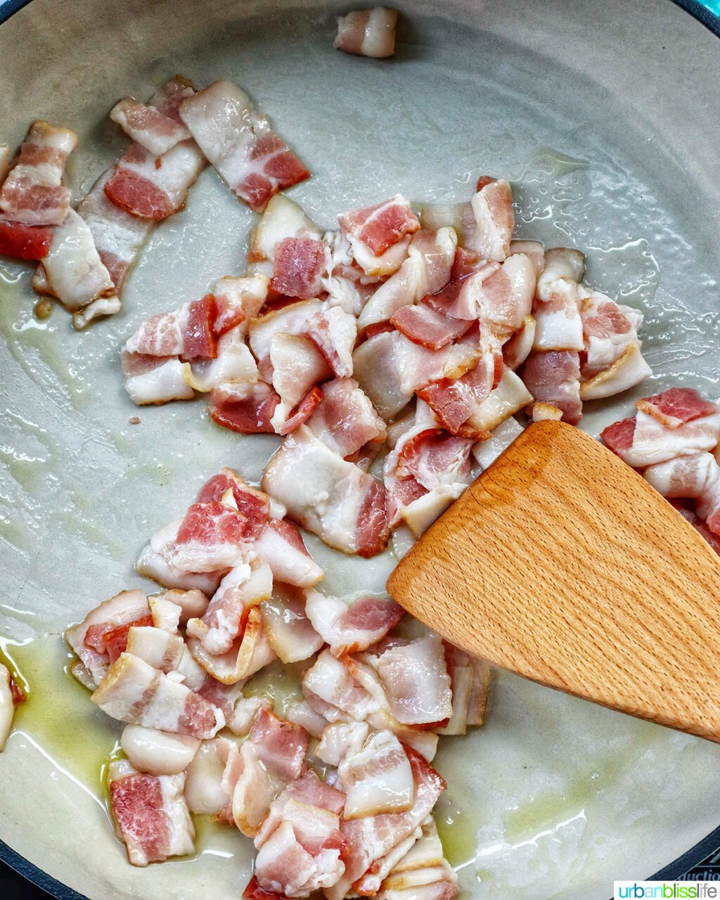 bacon cooking in a pan.