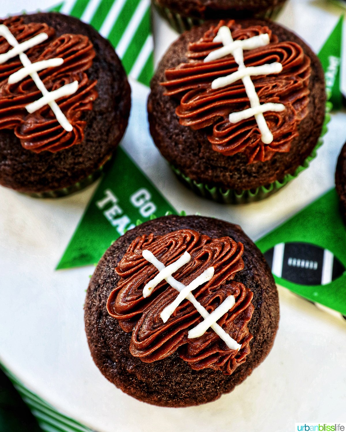 football cupcakes without the green grass decorations.