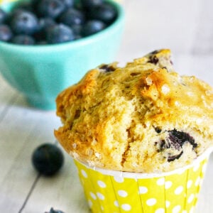dairy free lemon blueberry muffins FEATURE photo.