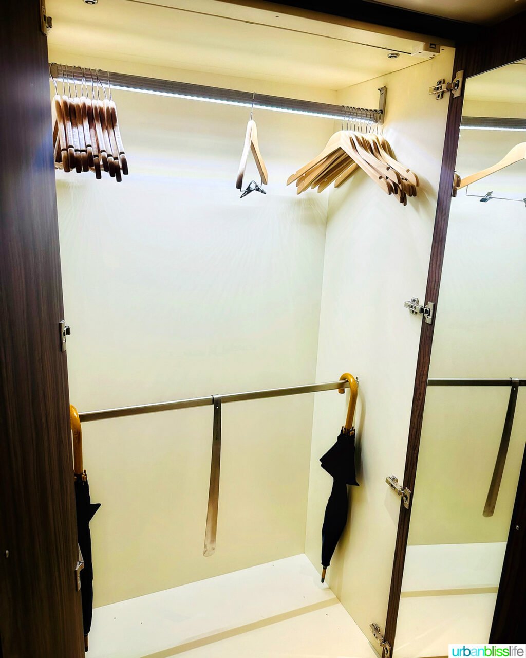 Large closet aboard AmaWaterways AmaKristina river cruise ship.