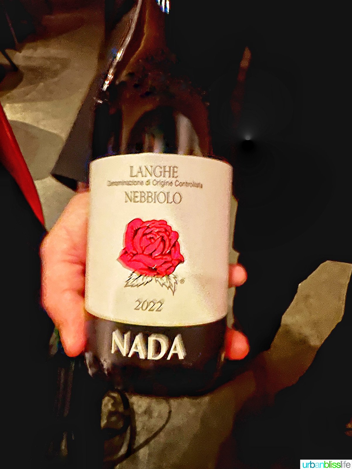 bottle of Nebbiolo wine at Carlotto restaurant in NYC New York.