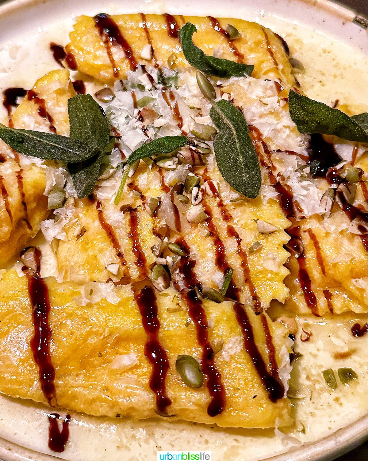 sweet corn agnolotti at Carlotto restaurant in NYC new york.