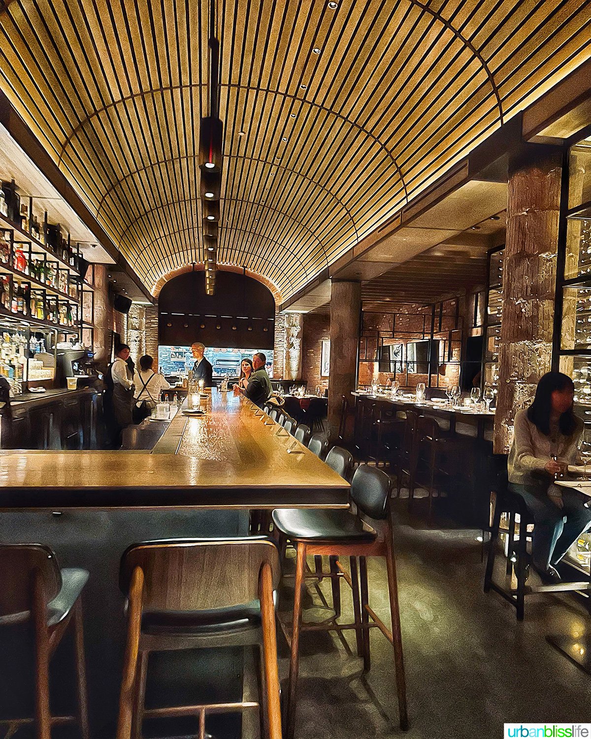 bar and dining room at Carlotto restaurant in NYC New York.