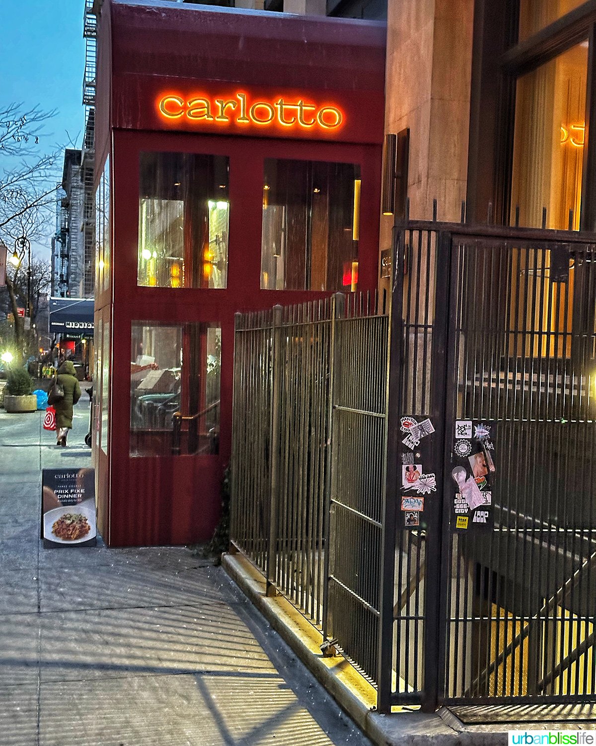 exterior at Carlotto restaurant in NYC New York.