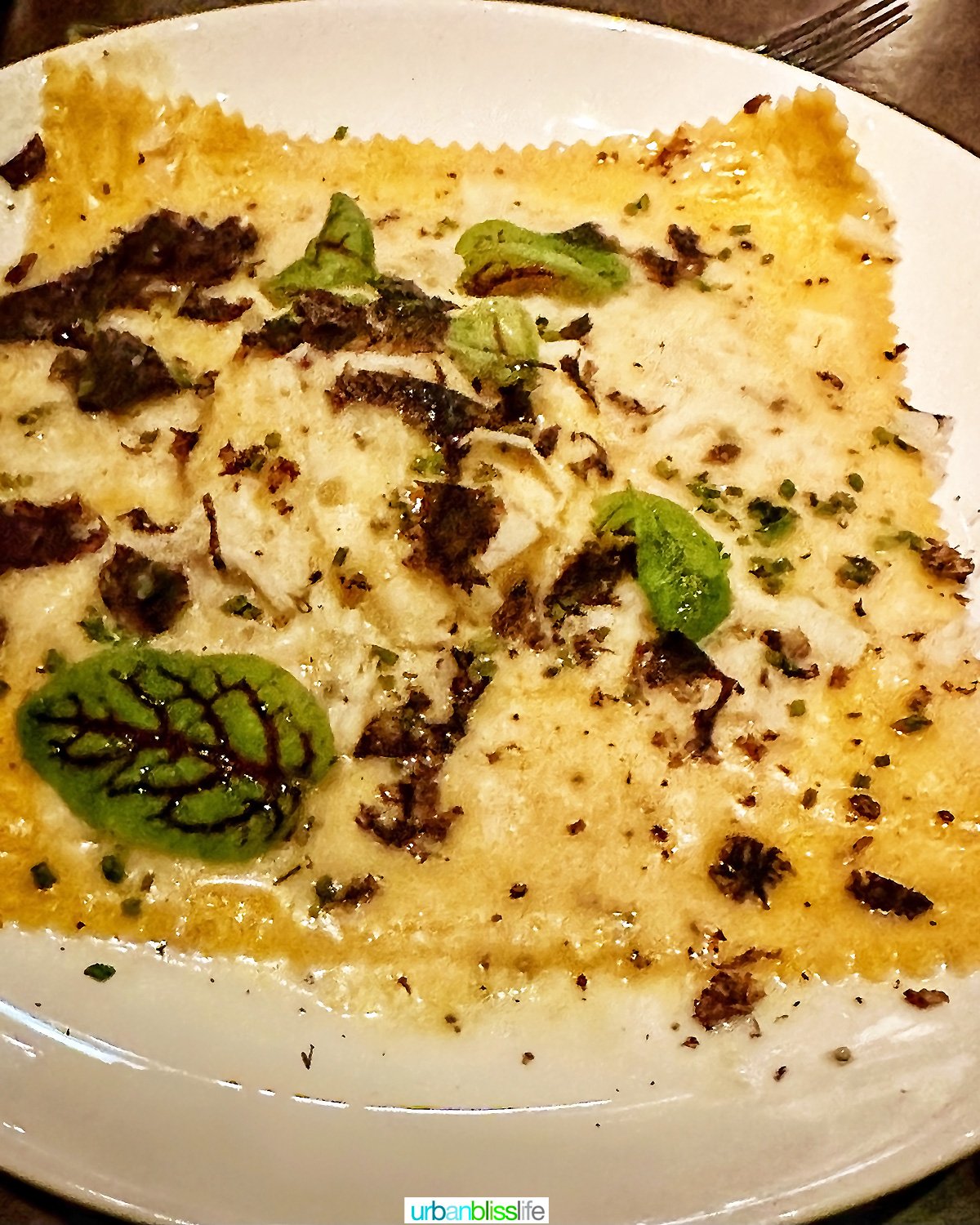 raviolo at Carlotto restaurant in NYC New York.