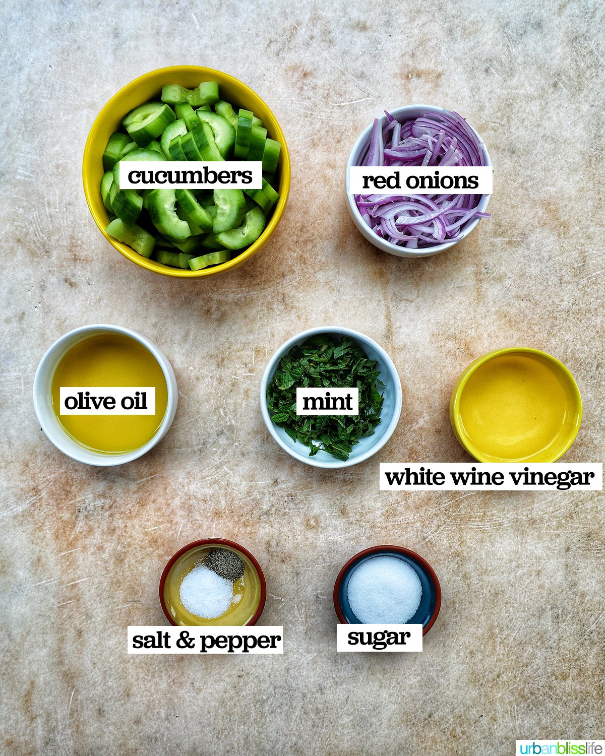 ingredients to make cucumber mint salad.