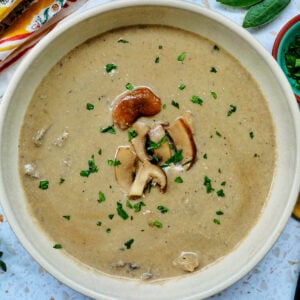 bowl of dairy free mushroom soup.