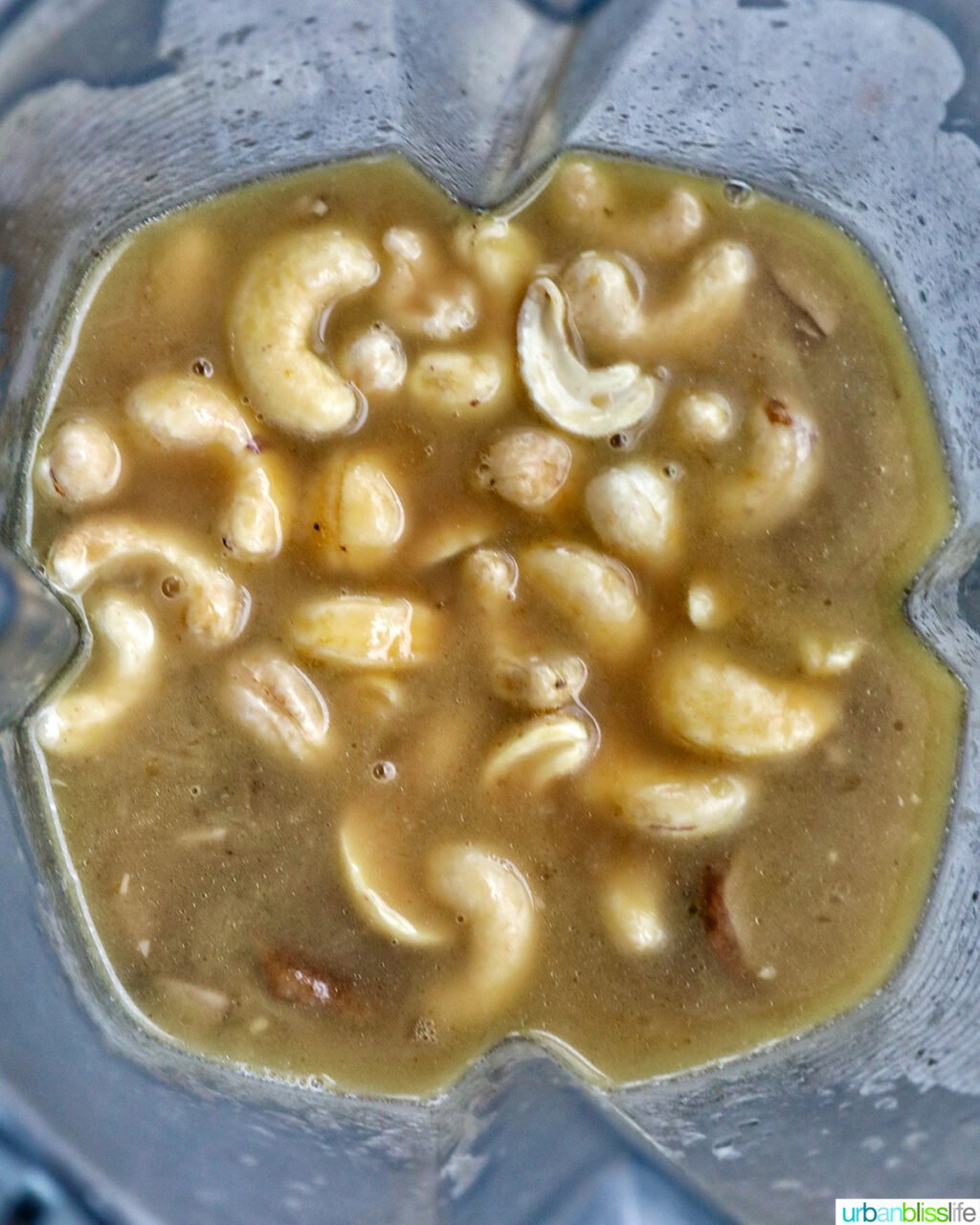 cashews with mushroom soup in a blender.