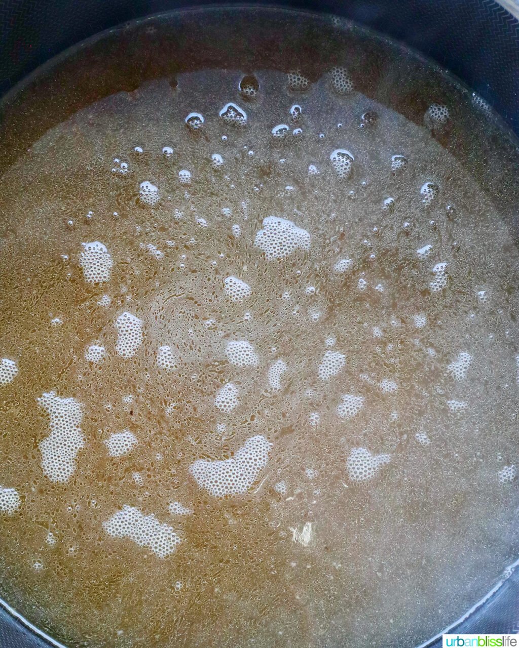 rice cooking in water.