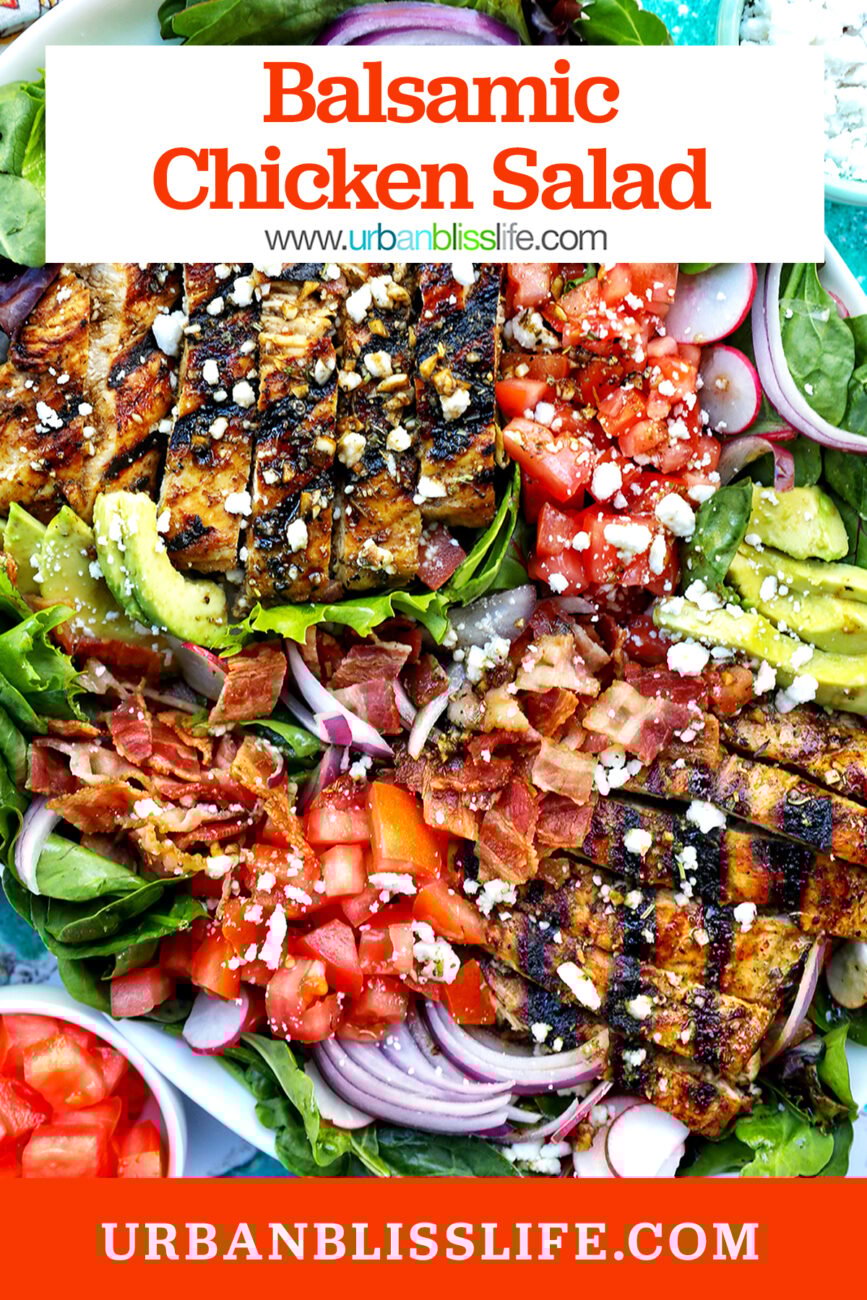 Balsamic Chicken Salad with title text overlay.