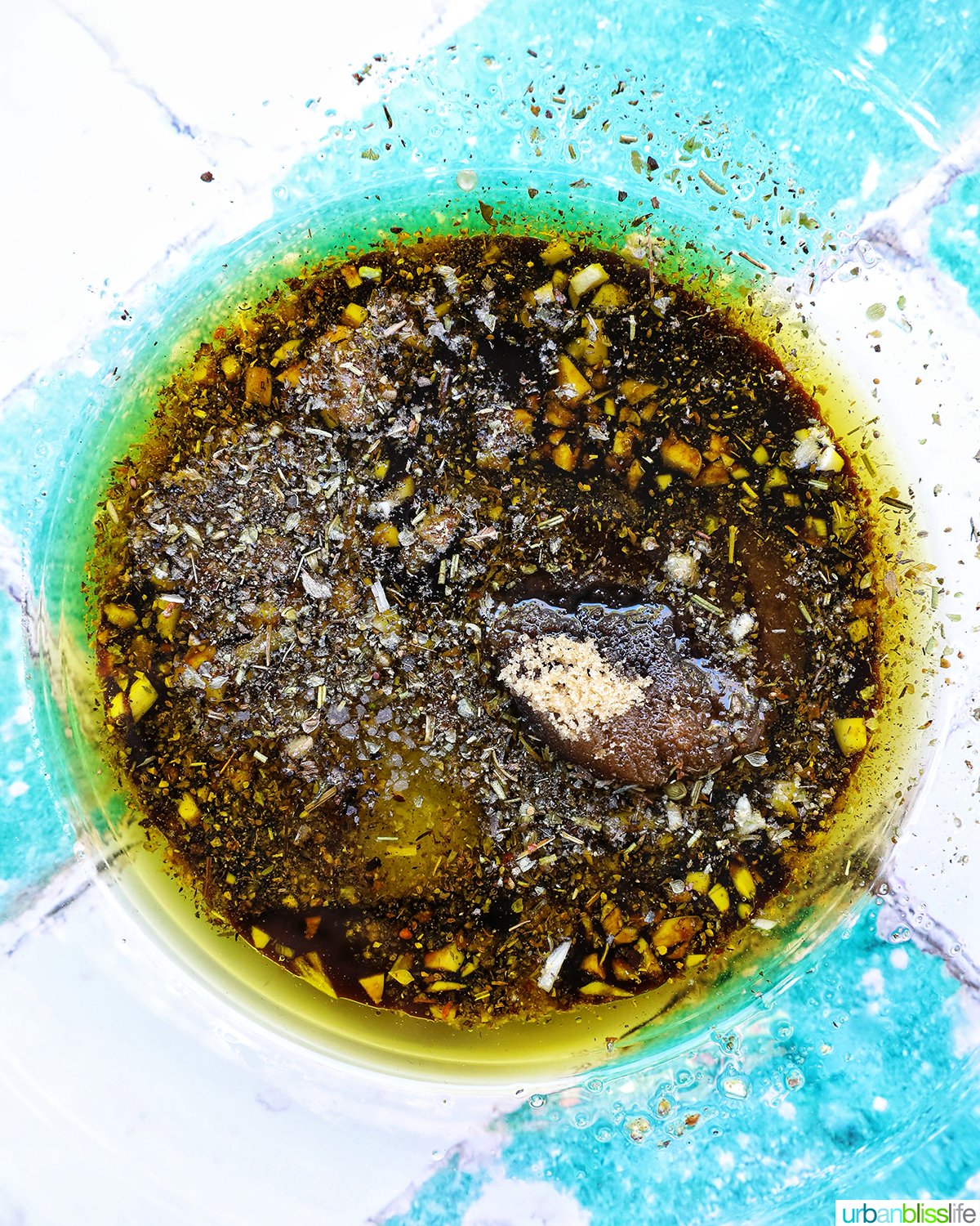 bowl of balsamic dressing.