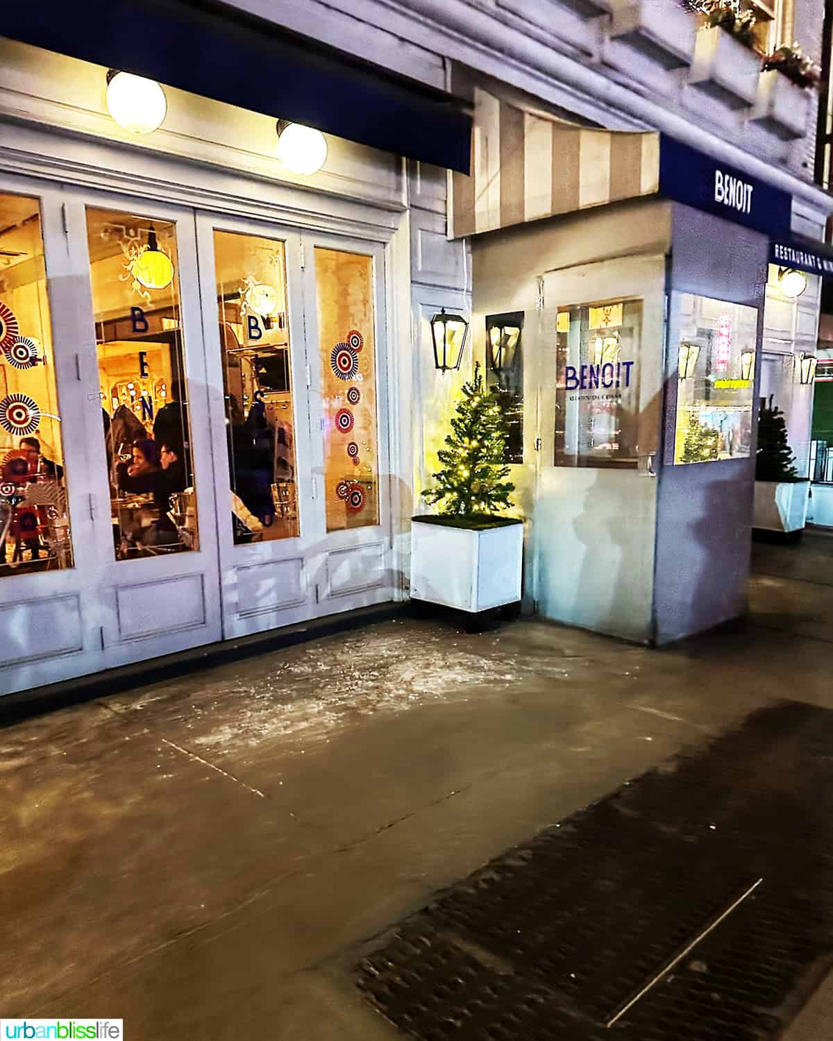 exterior of at Benoit restaurant in New York City.