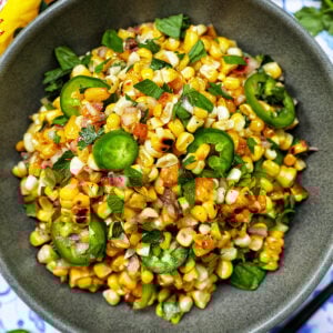 bowl of charred corn salad.