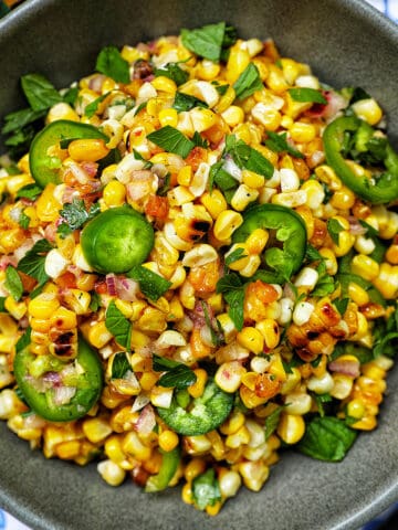 bowl of charred corn salad.
