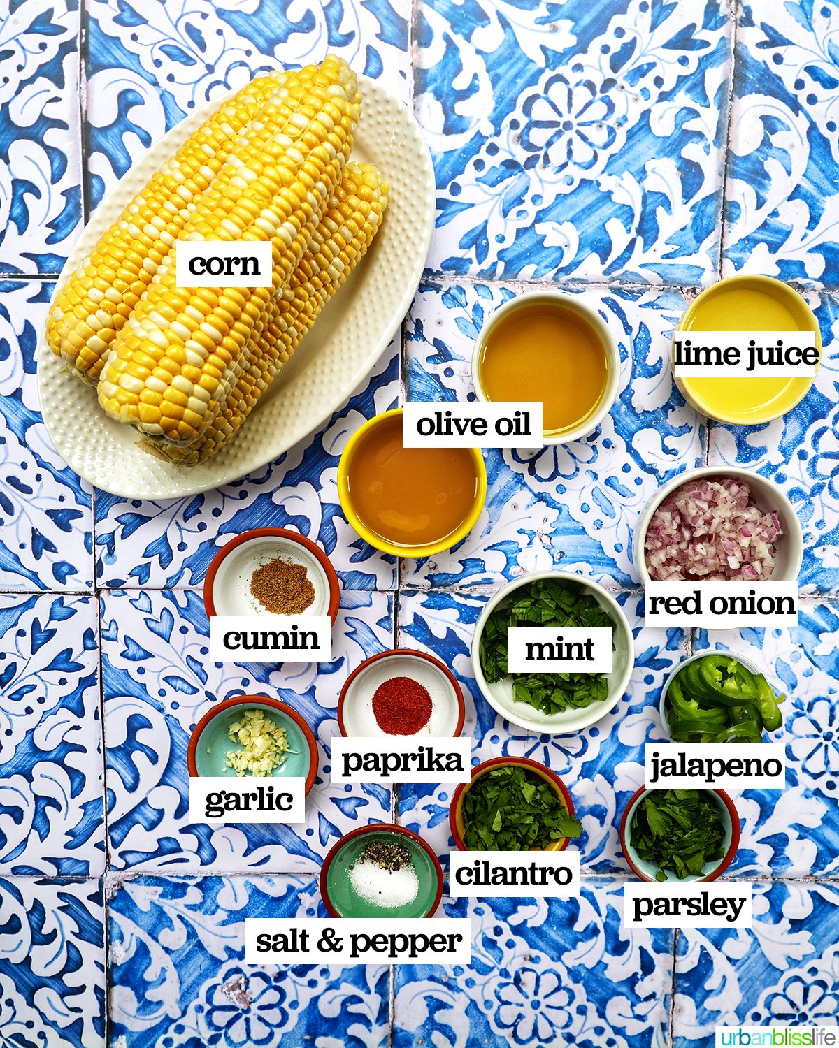ingredients to make charred corn salad.