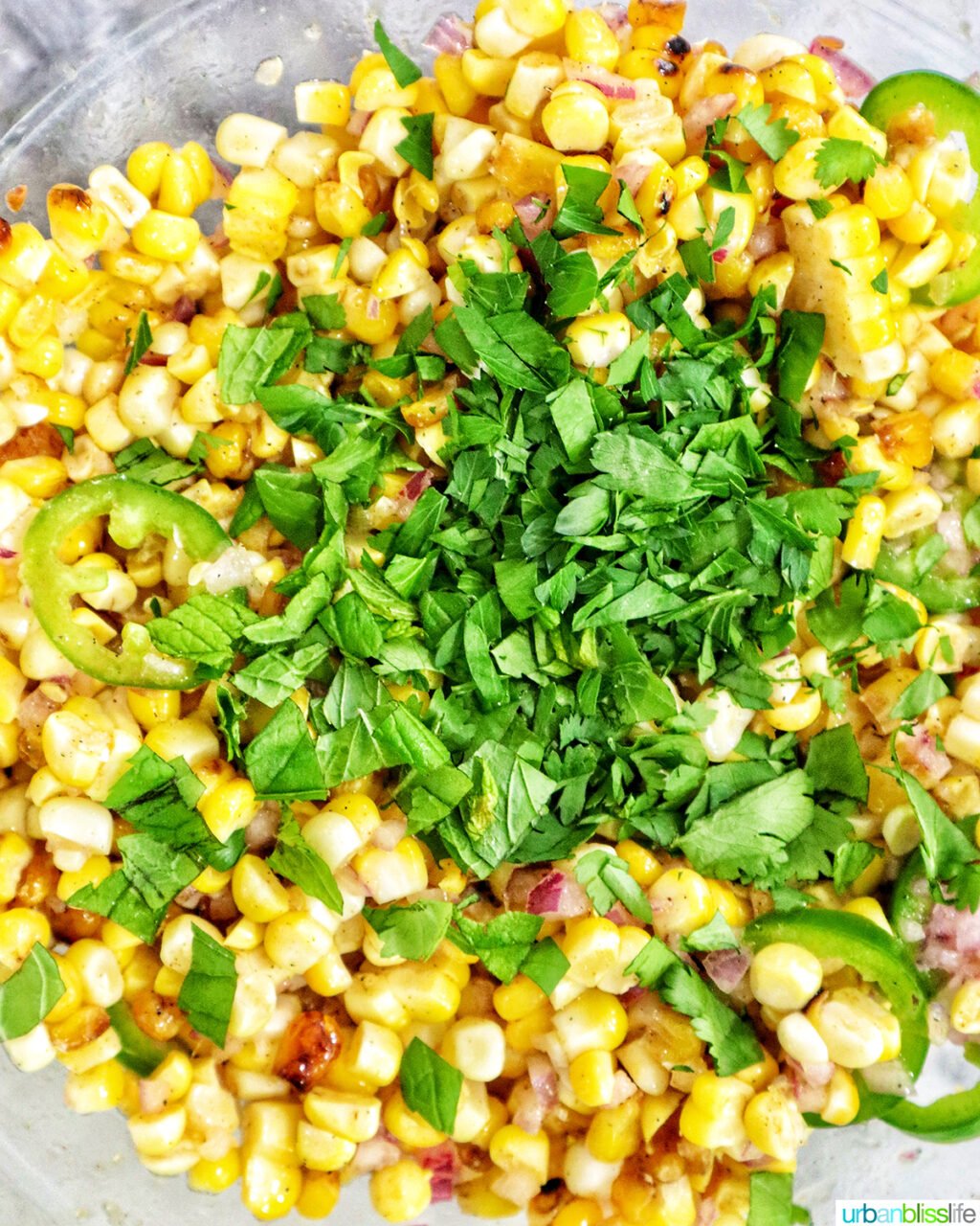 herbs on top of corn.