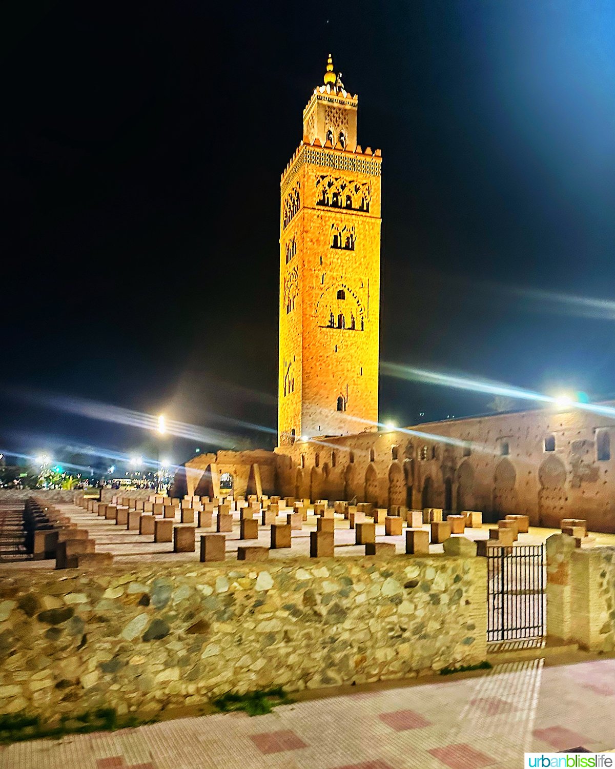 mosque in Marrakech at night