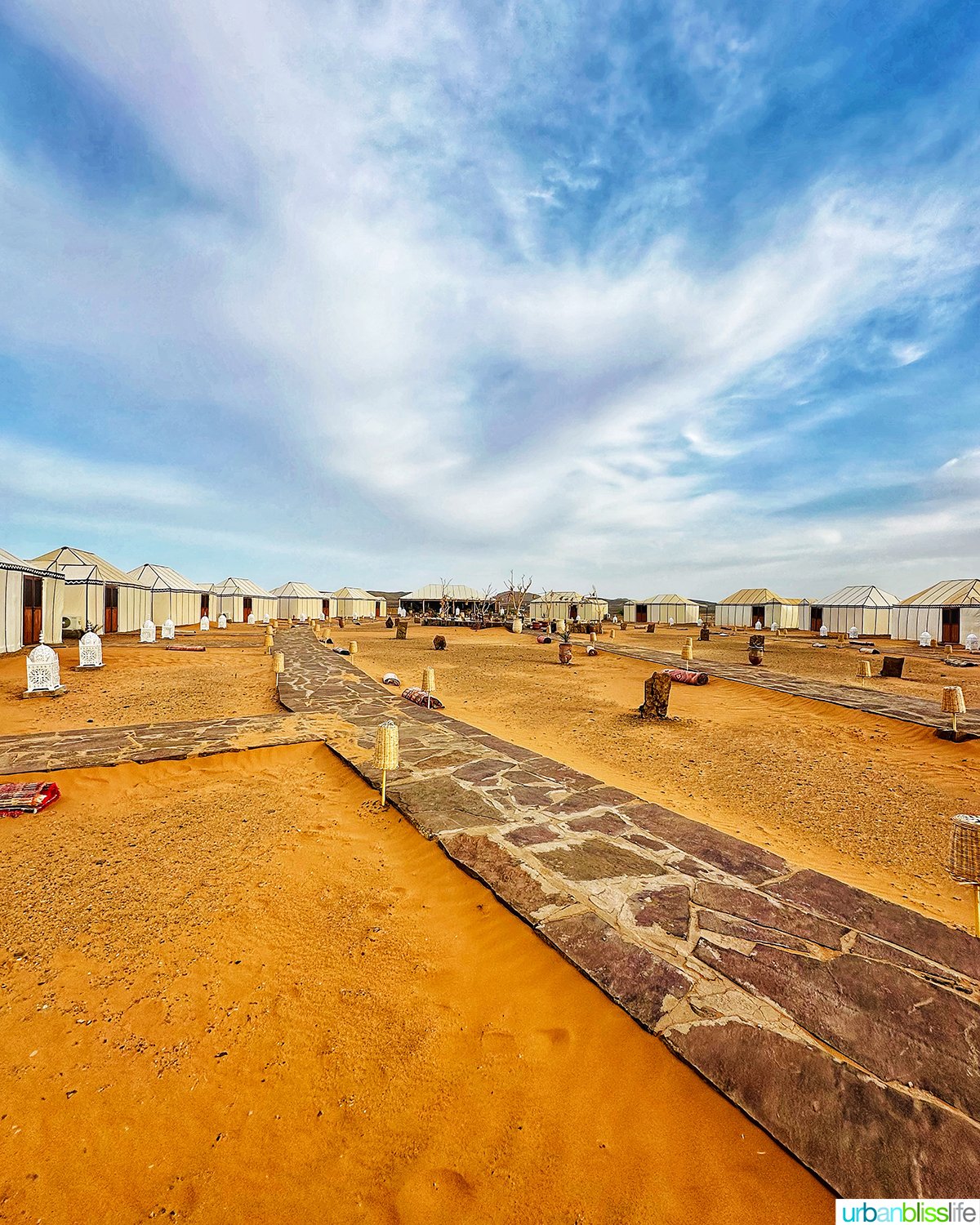 luxury desert camp in the sahara desert in Morocco.