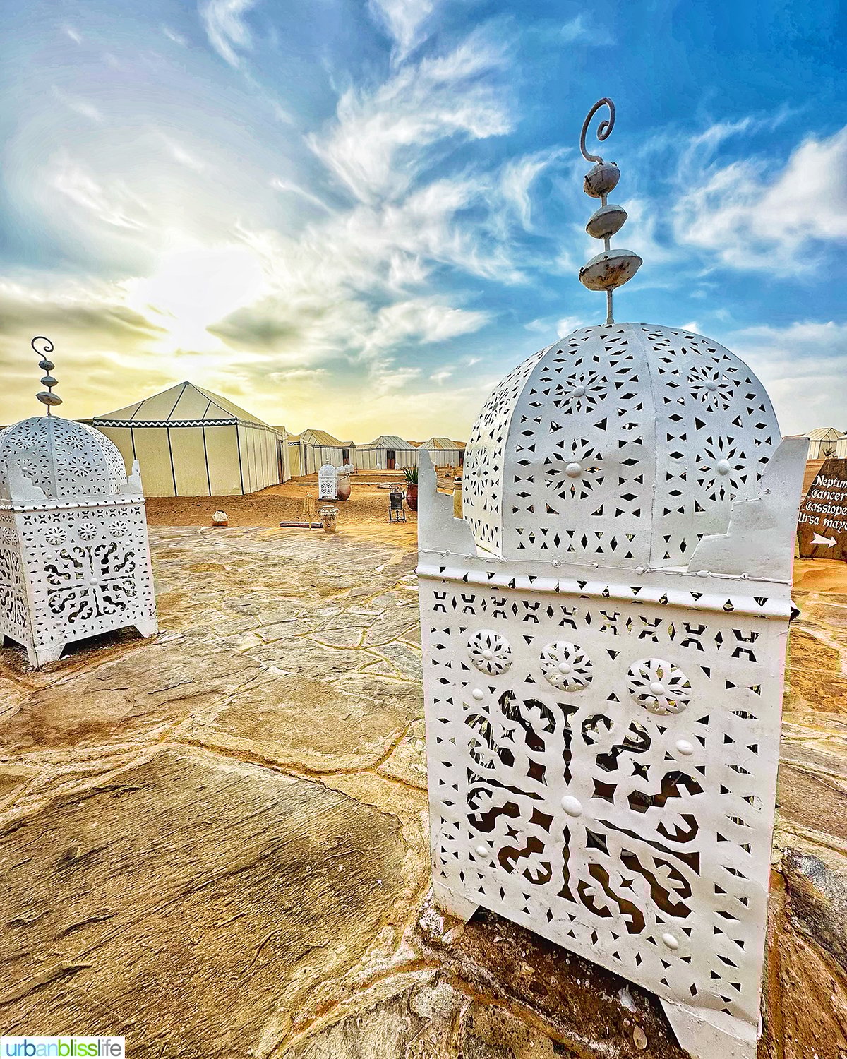 lanterns in sahara desert in Morocco.
