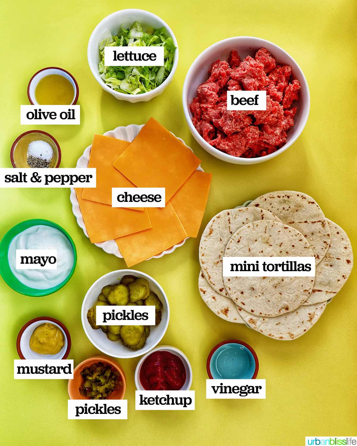 ingredients to make Big Mac Smash Tacos.