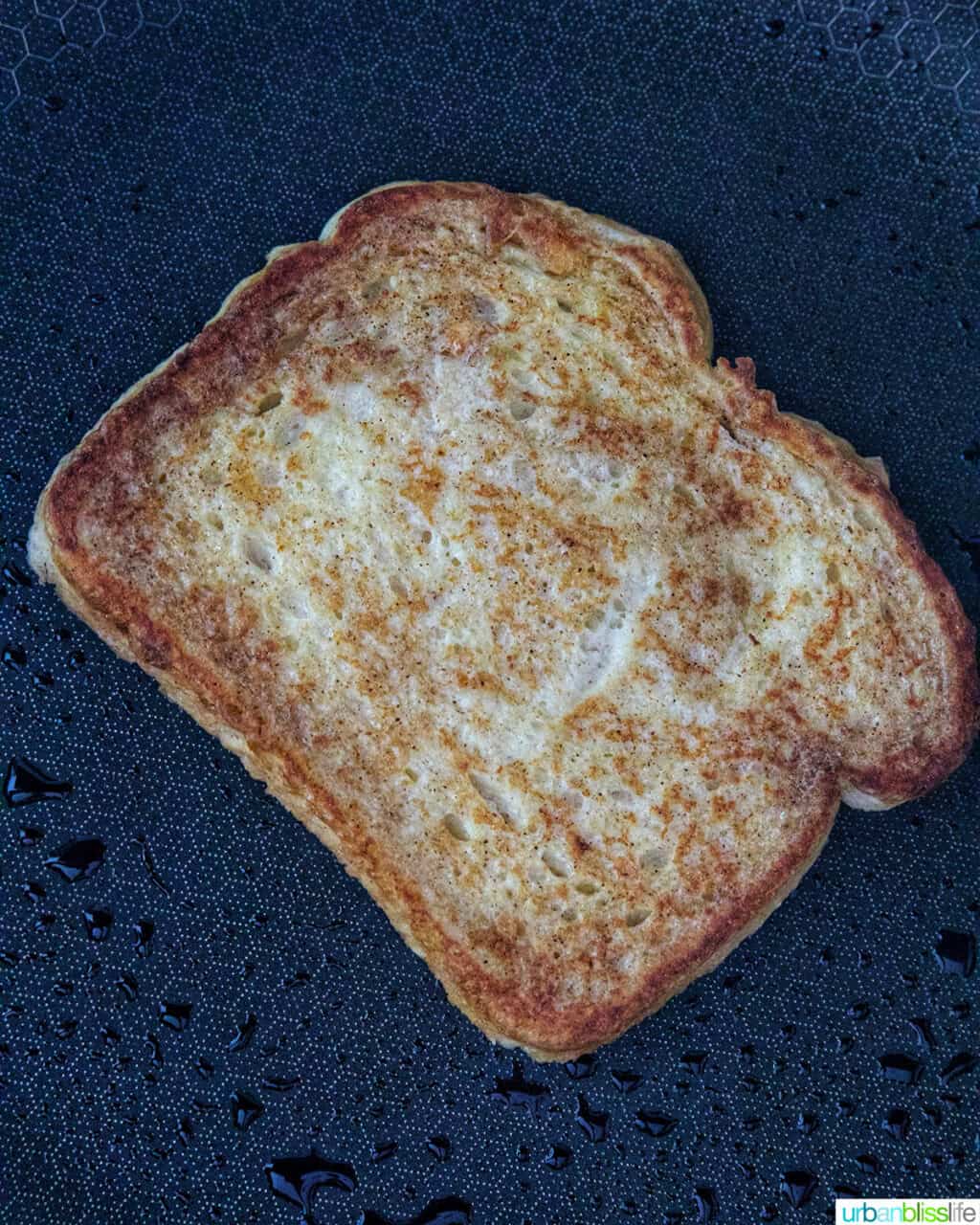 high protein french toast on a griddle.
