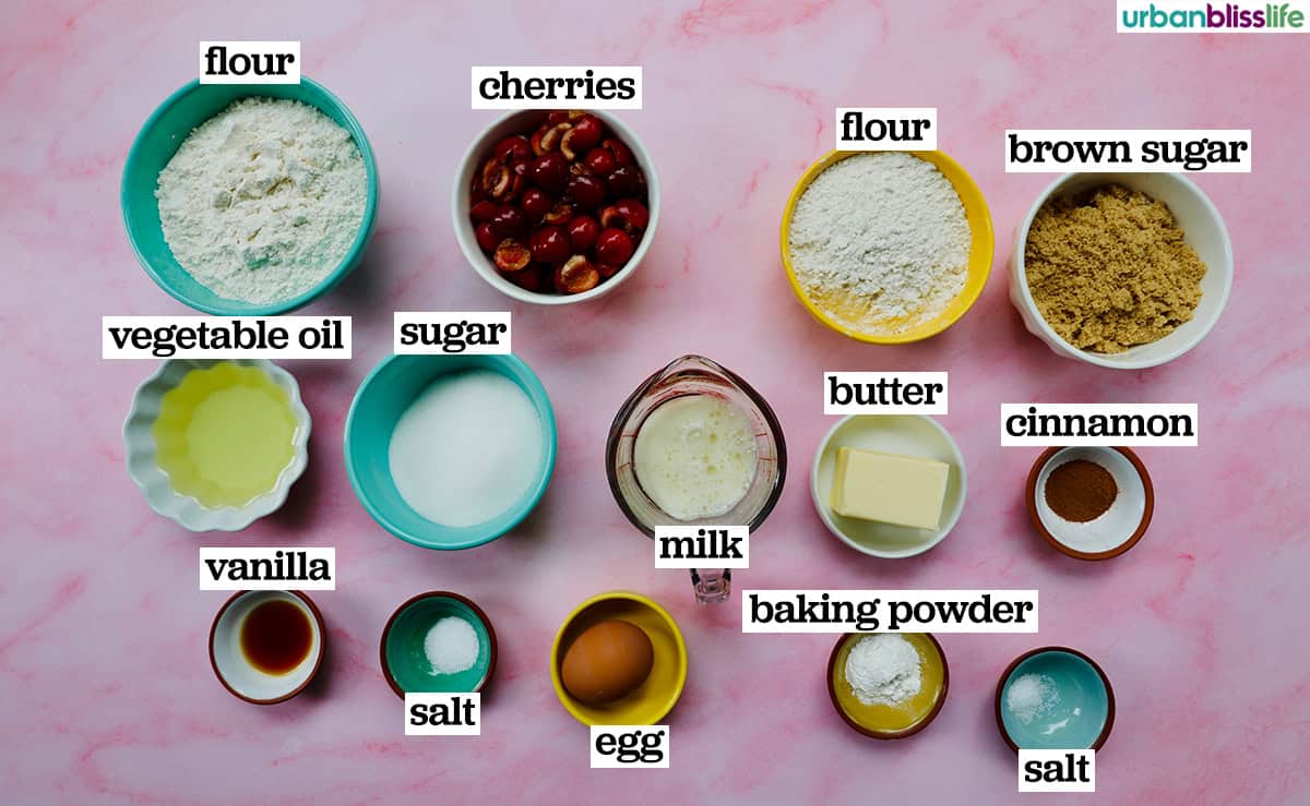 ingredients to make cherry muffins.