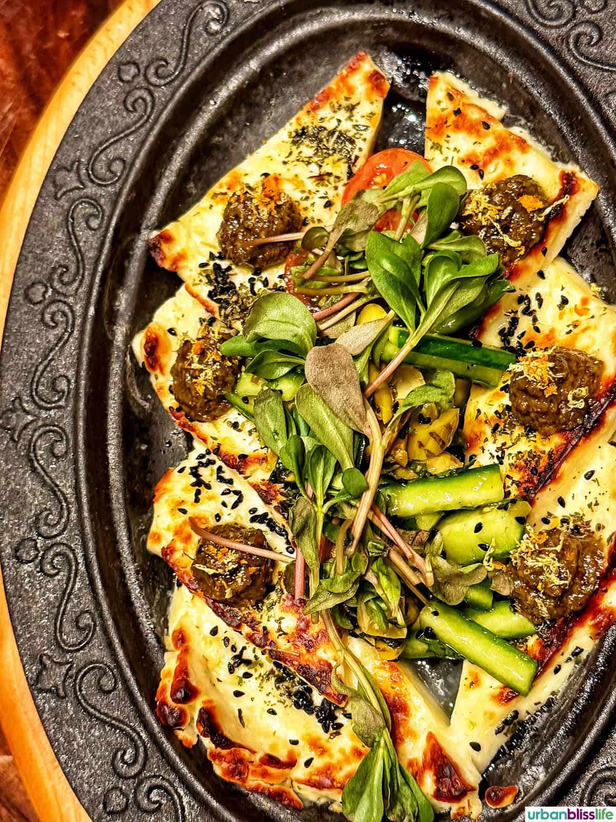 grilled haloumi platter at  Damas restaurant in Montreal Canada.