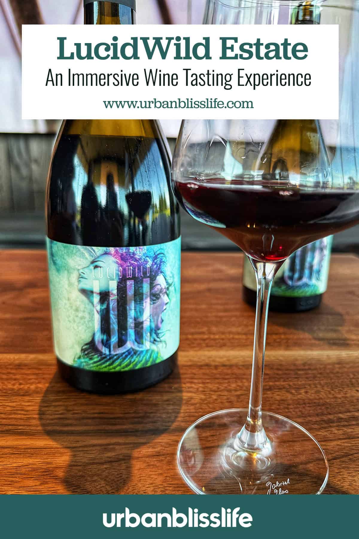 bottle of LucidWild pinot noir with text overlay