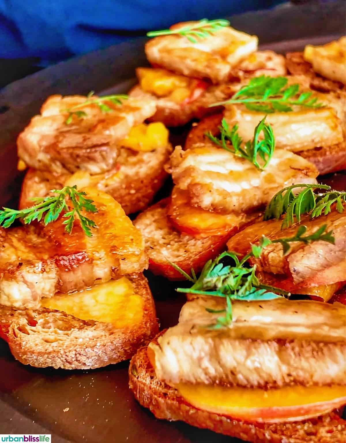 pork belly and peach crostini at LucidWild winery