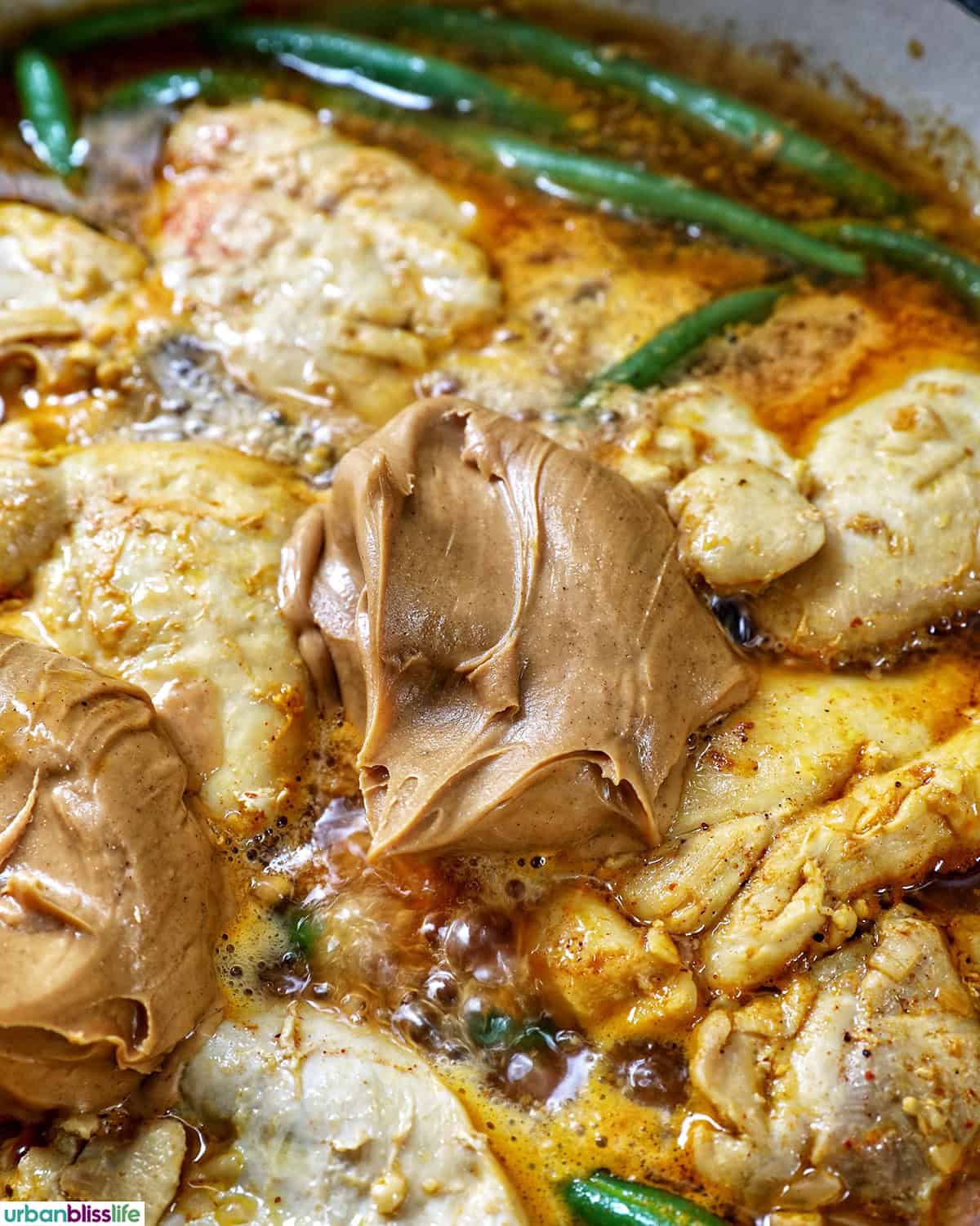 peanut butter added to chicken kare kare.