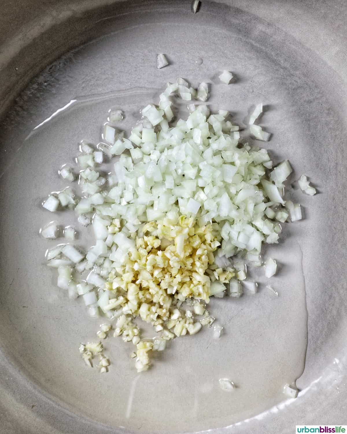garlic and onions in a pan.