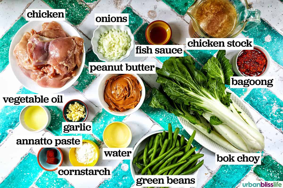 ingredients to make chicken kare kare.