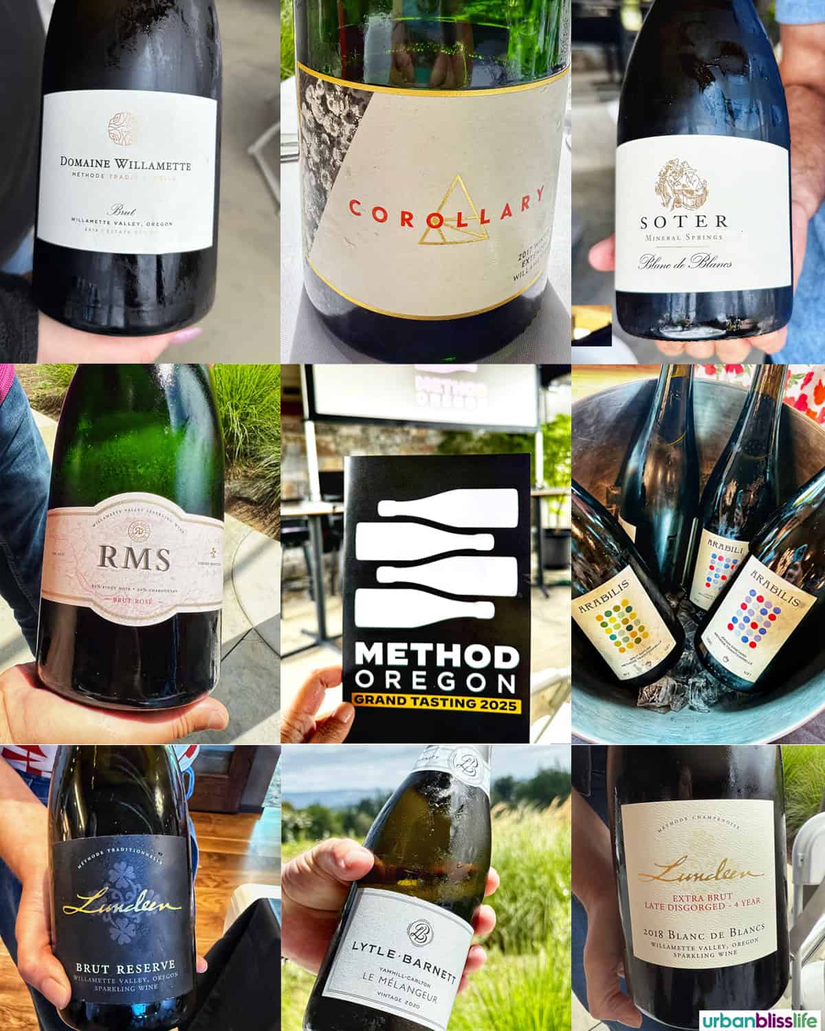 Method Oregon with collage of wine bottles.