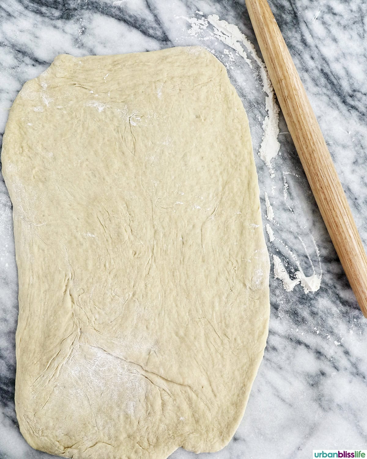 dough rolled out into a rectangle. 