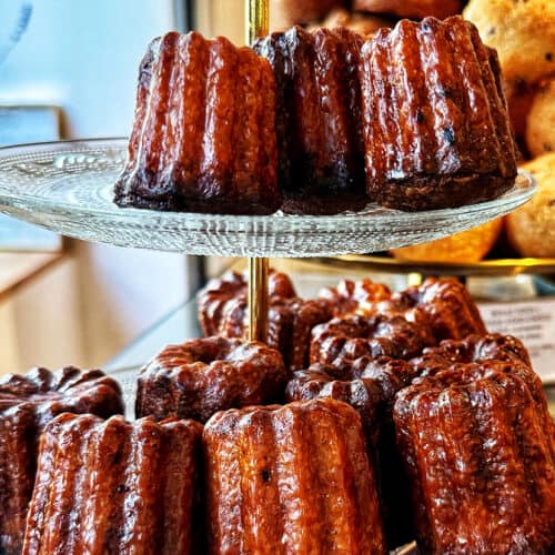 tiered tray of Bordeaux cannelés.