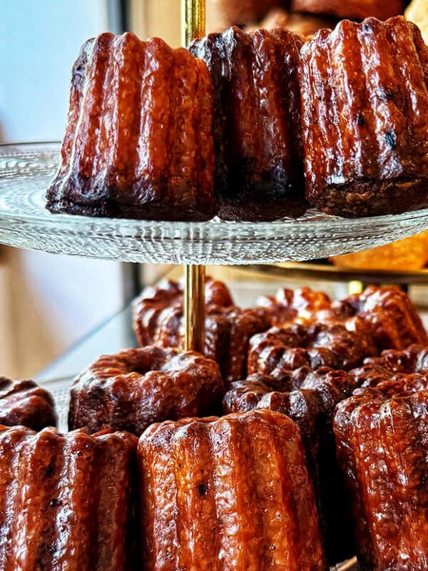tiered tray of Bordeaux cannelés.