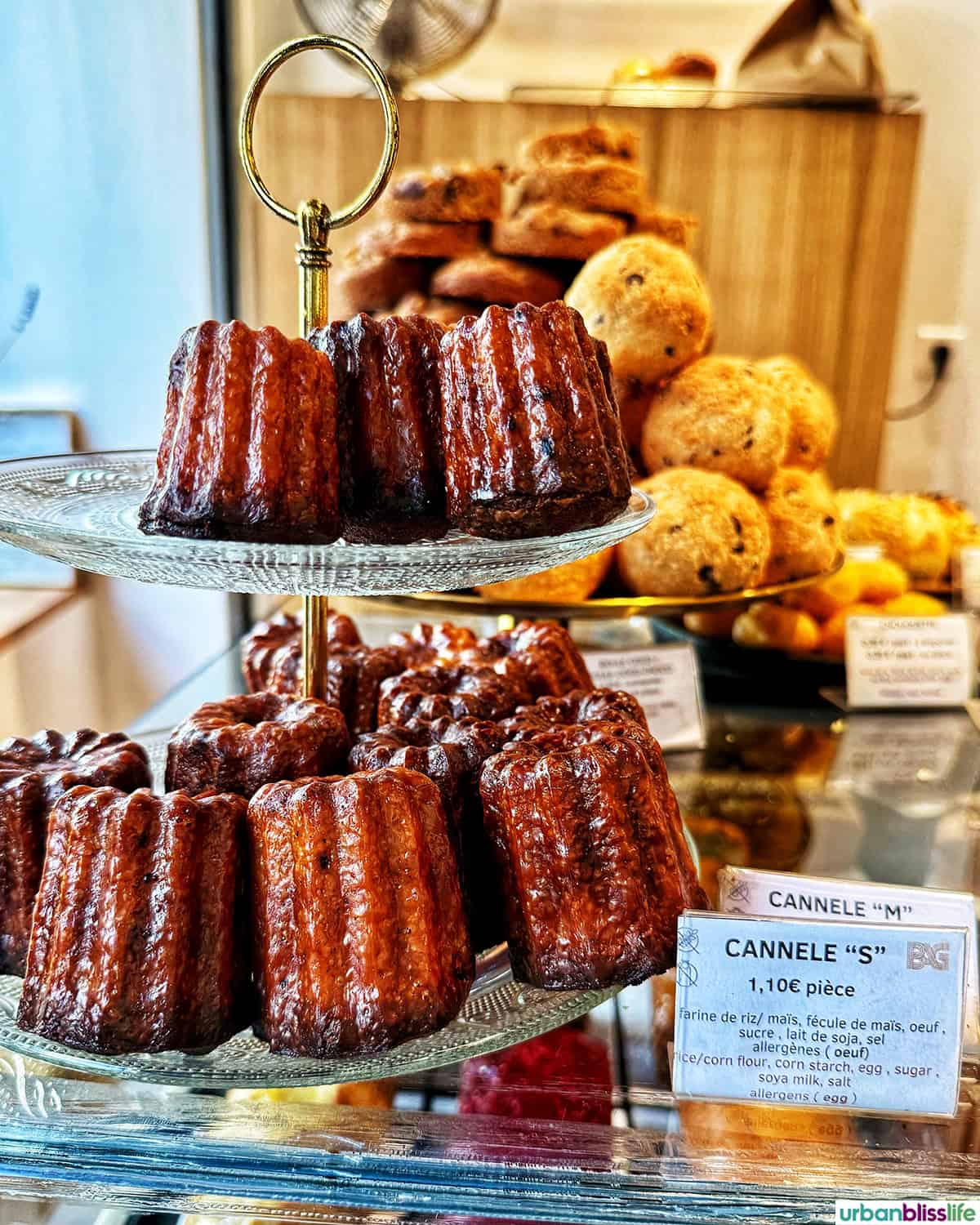 tiered tray of Bordeaux cannelés.