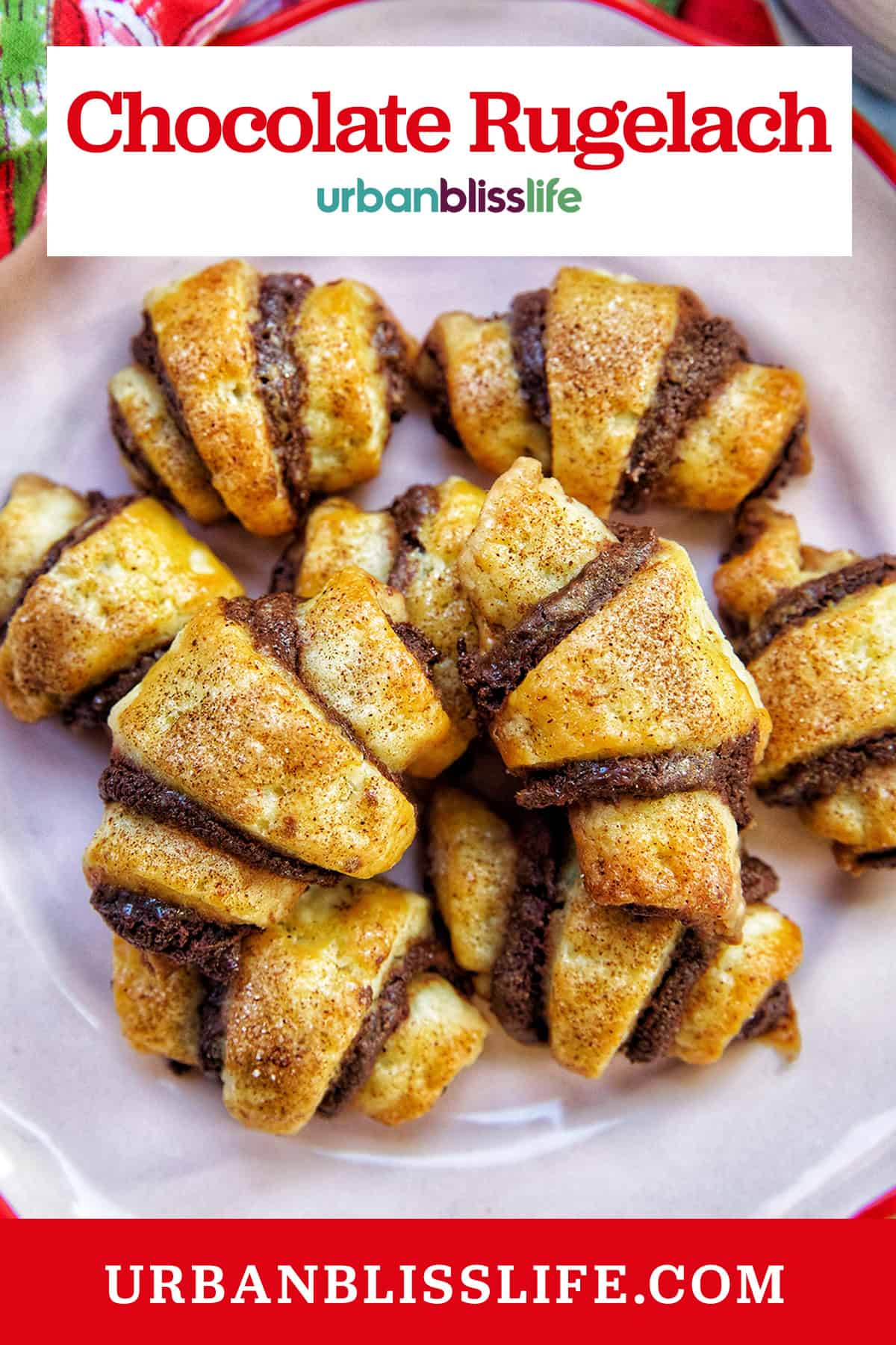 plate full of chocolate rugelach.