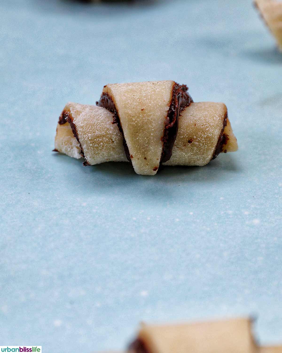 rugelach on baking sheet.
