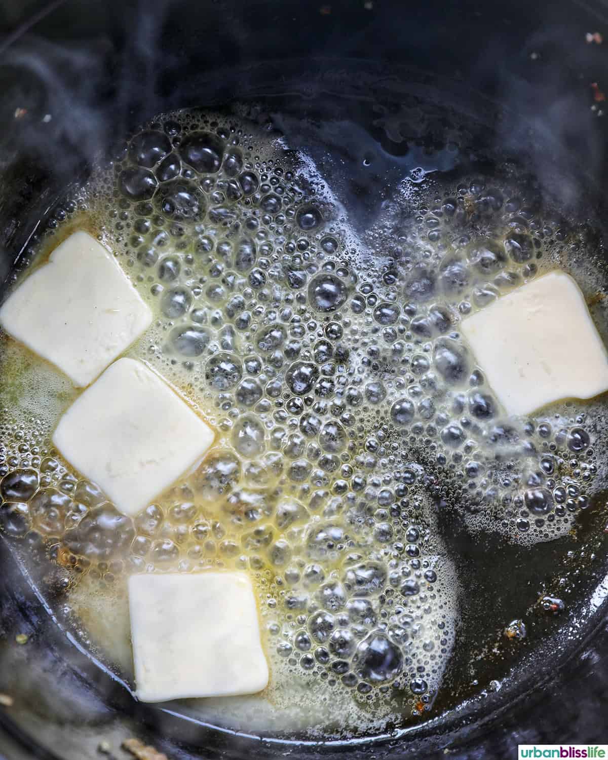 butter melting in a pot.