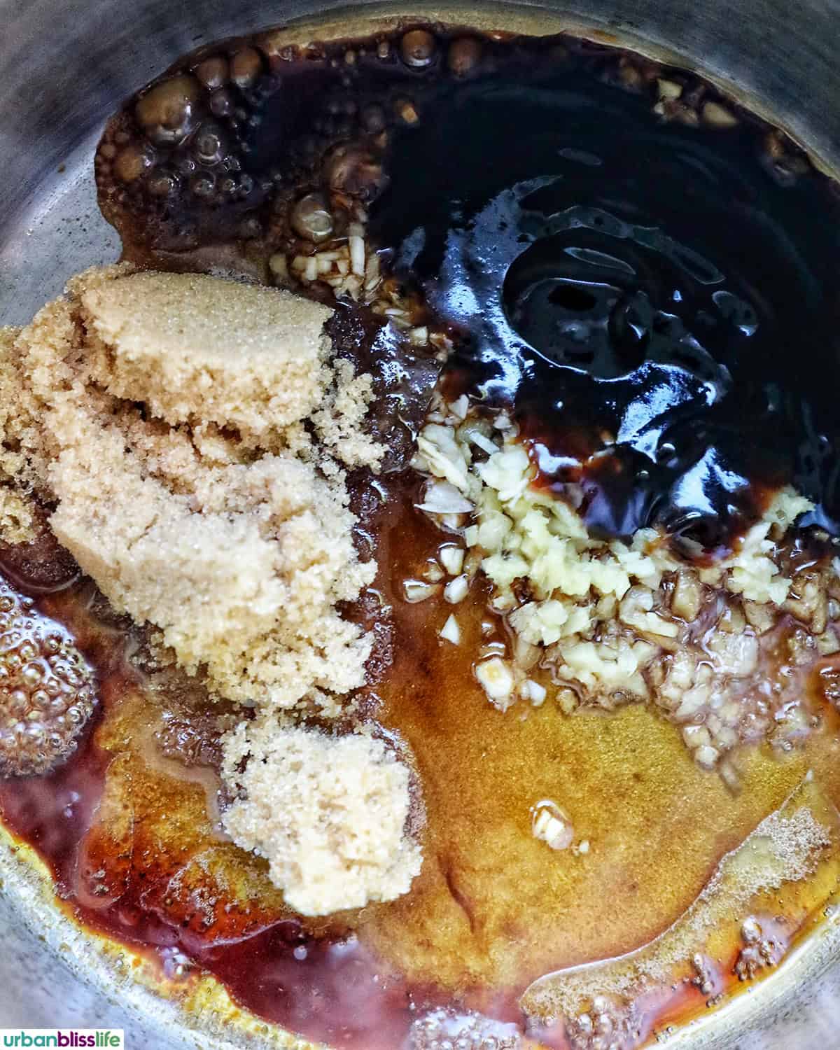 making sauce for turkey teriyaki meatballs.