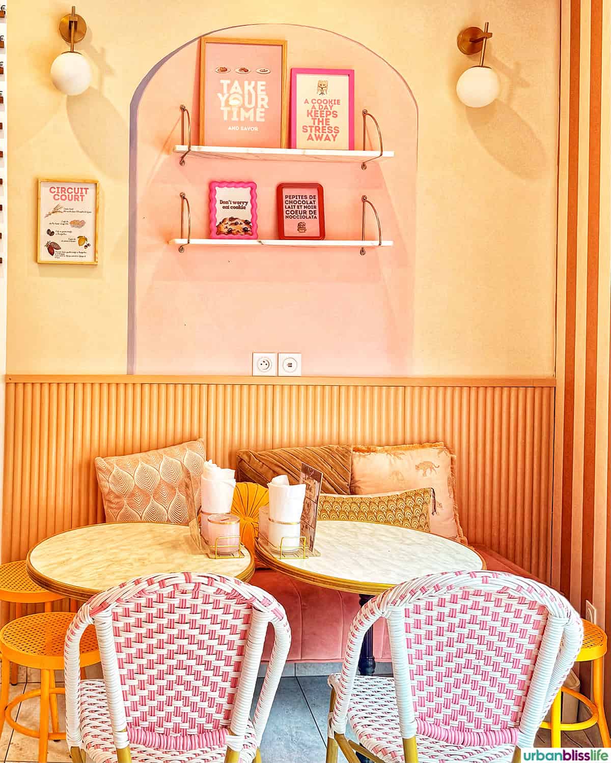 interior of flour cookiserie in montpellier, france