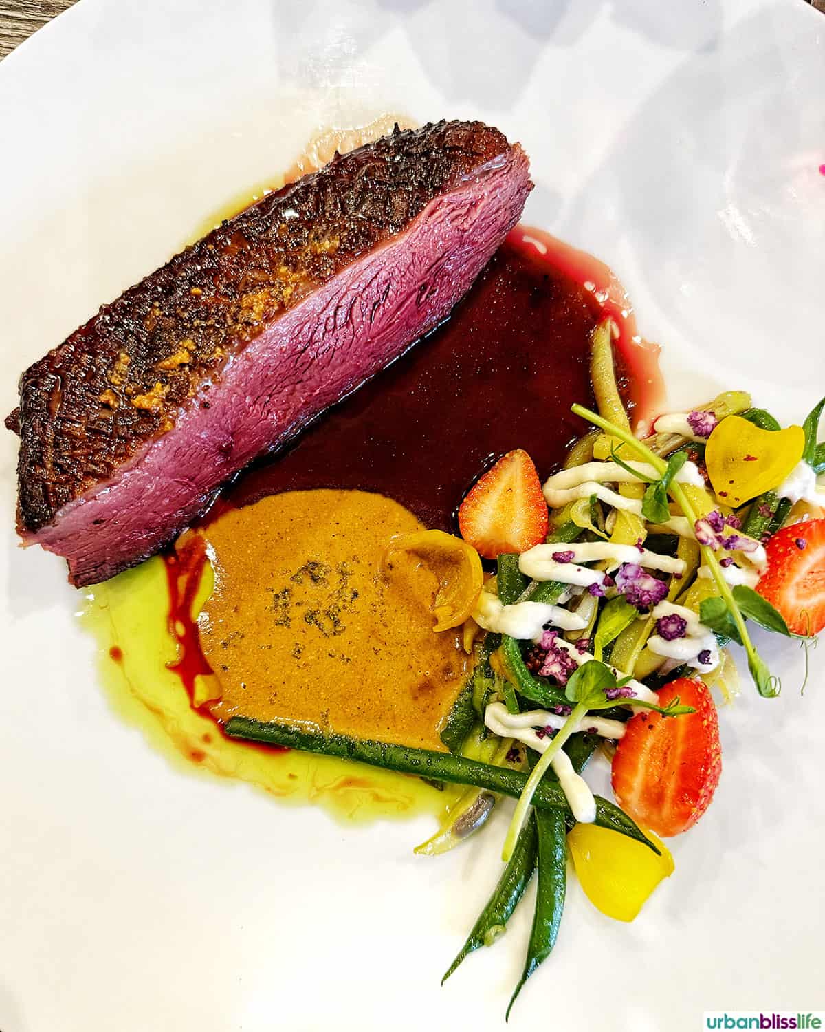 duck breast at la table du marche in bergerac, france