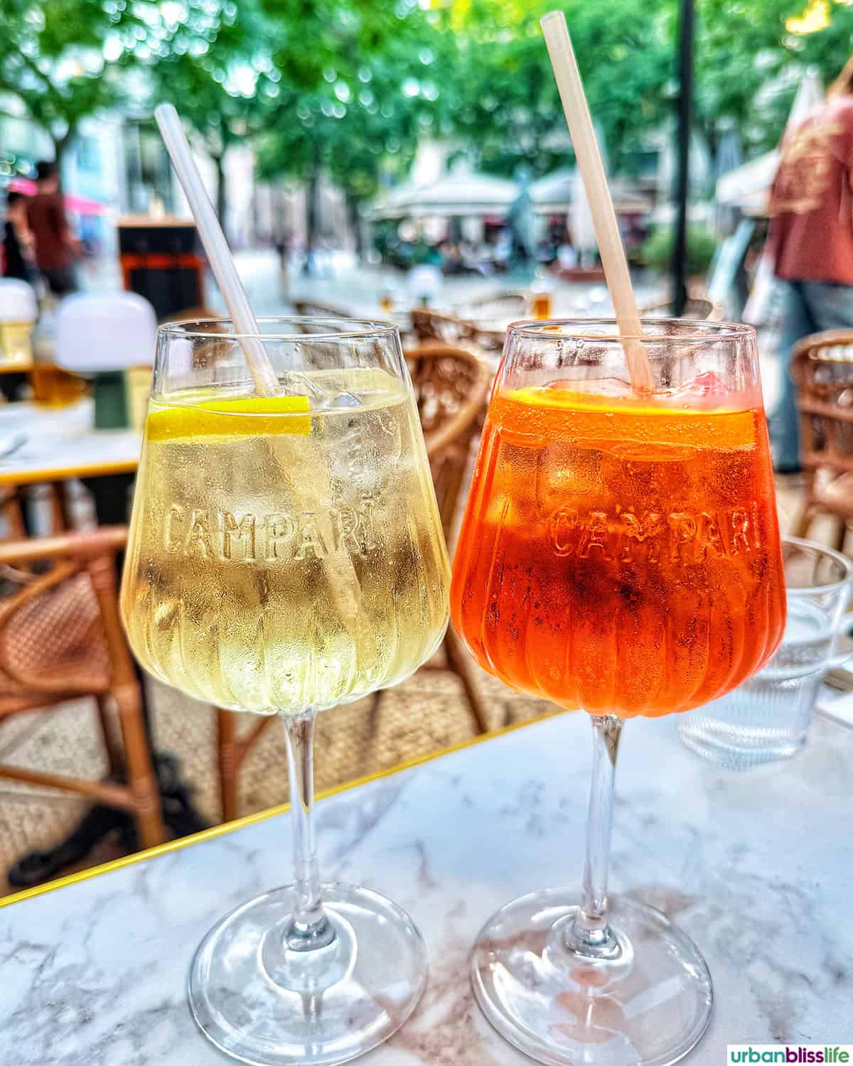 spritz cocktails at pinocchio restaurant in montpellier, france